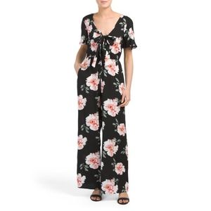 BAND OF GYPSIES Floral Short Sleeve Jumpsuit Small